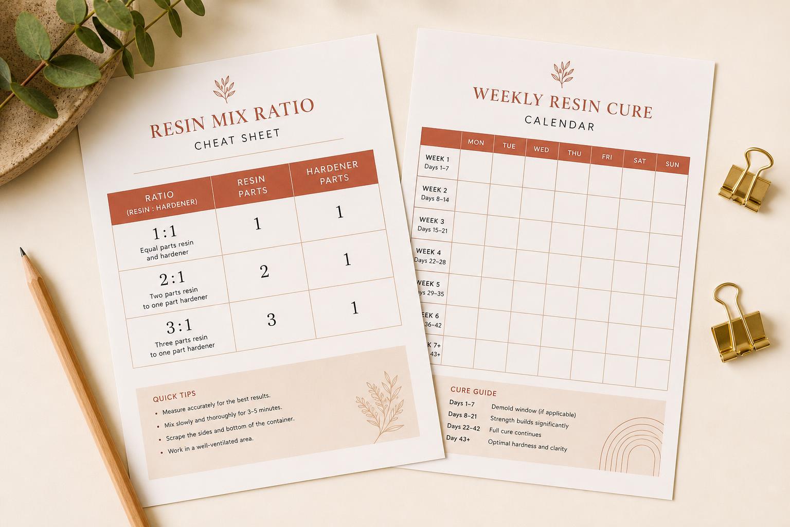 Cheat Sheet & Cure Calendar